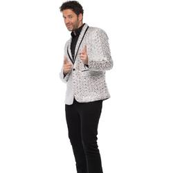 Glimmende Zilverkleurige Colbert voor Mannen | Maat: XL | Carnaval Colbert Disco | Carnavalkleding/Feestkleding